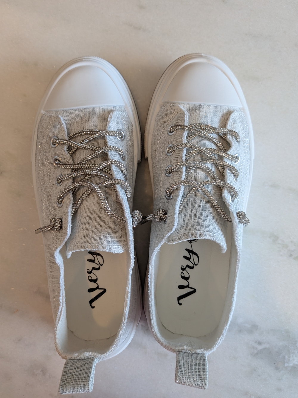 Gently Worn Very G White Glitter Low-Top Sneakers 7.5